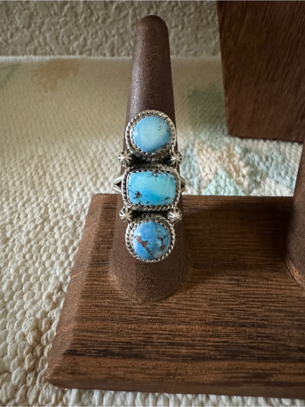 Golden Hills Turquoise 3 Stone Ring